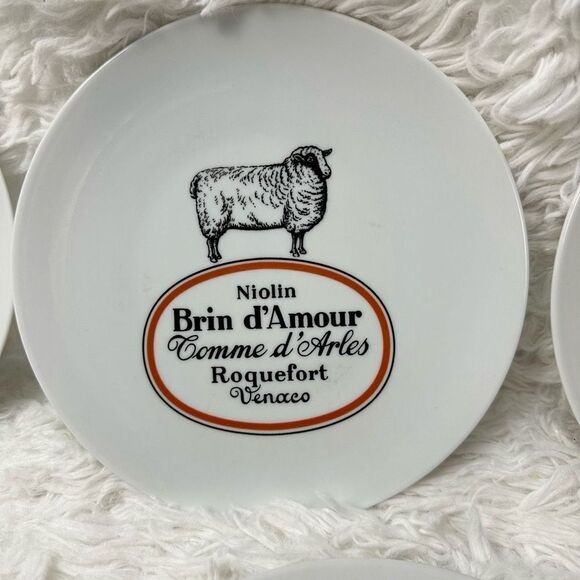 Set of 6 Porcelaine de Limoges France 7.5” Cheese Plates Cow Goat Sheep - Picture 6 of 9
